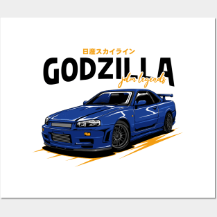 Blue Skyline GTR R34 Posters and Art